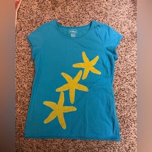 L.L. Bean Kids Teal T-Shirt with Yellow Starfish